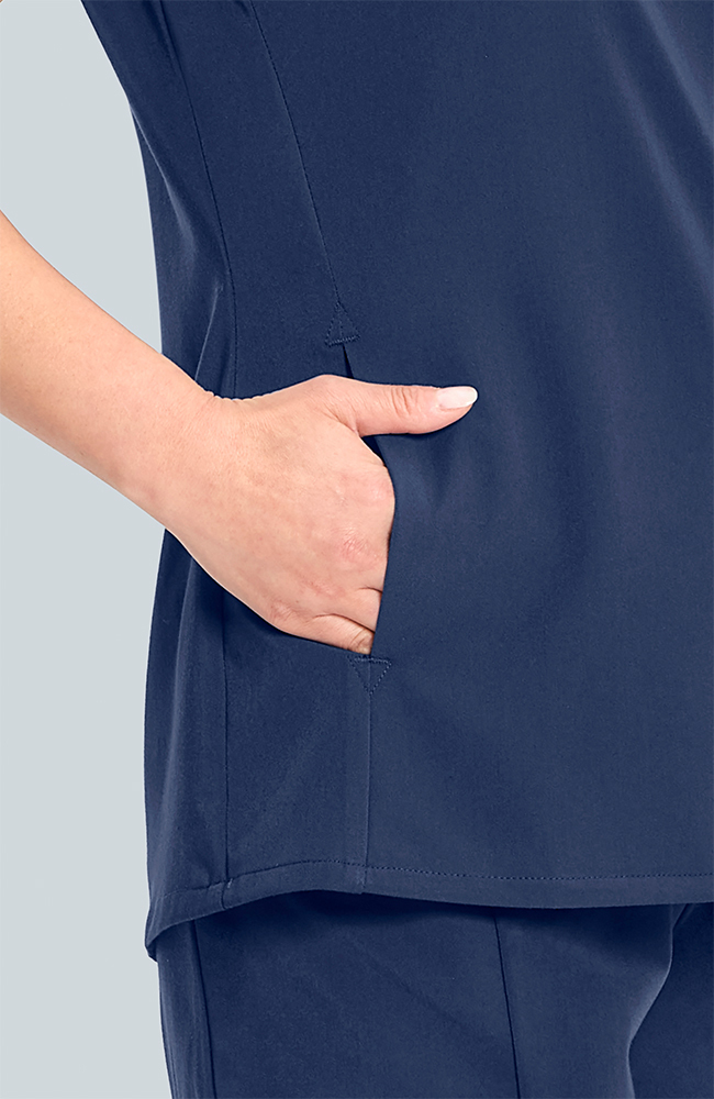 Women's Flora 3-Pocket V-Neck Scrub Top, NAV Navy | navy, large