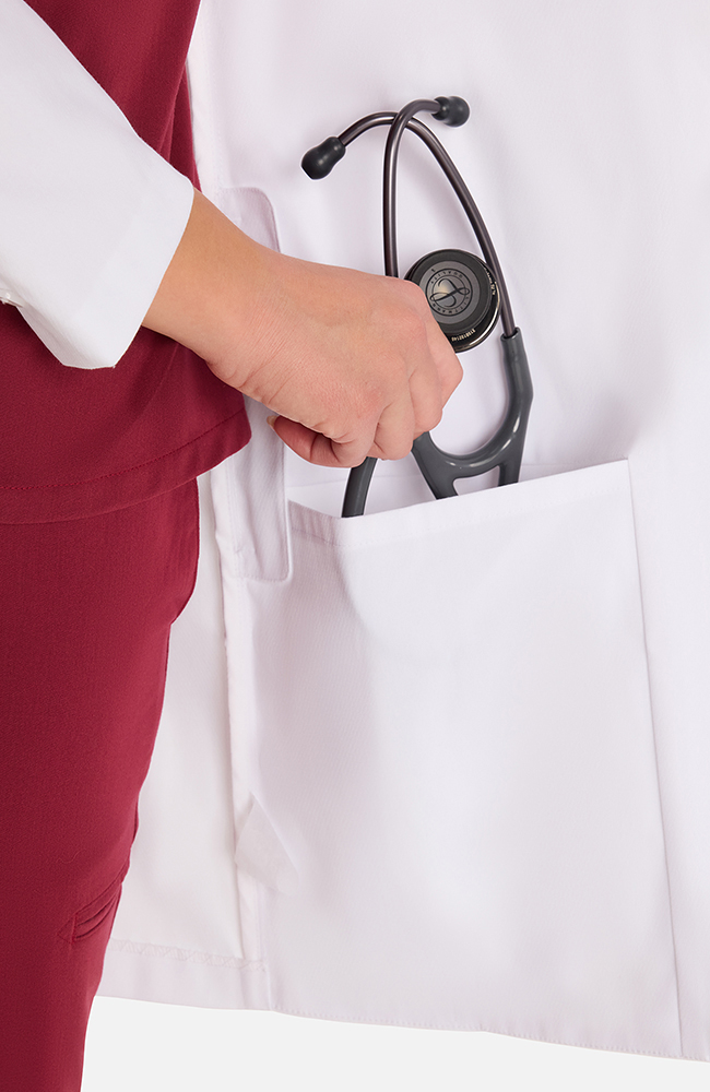 Women's Zip Front Over The Knee Lab Coat 36", WHT White | white, large