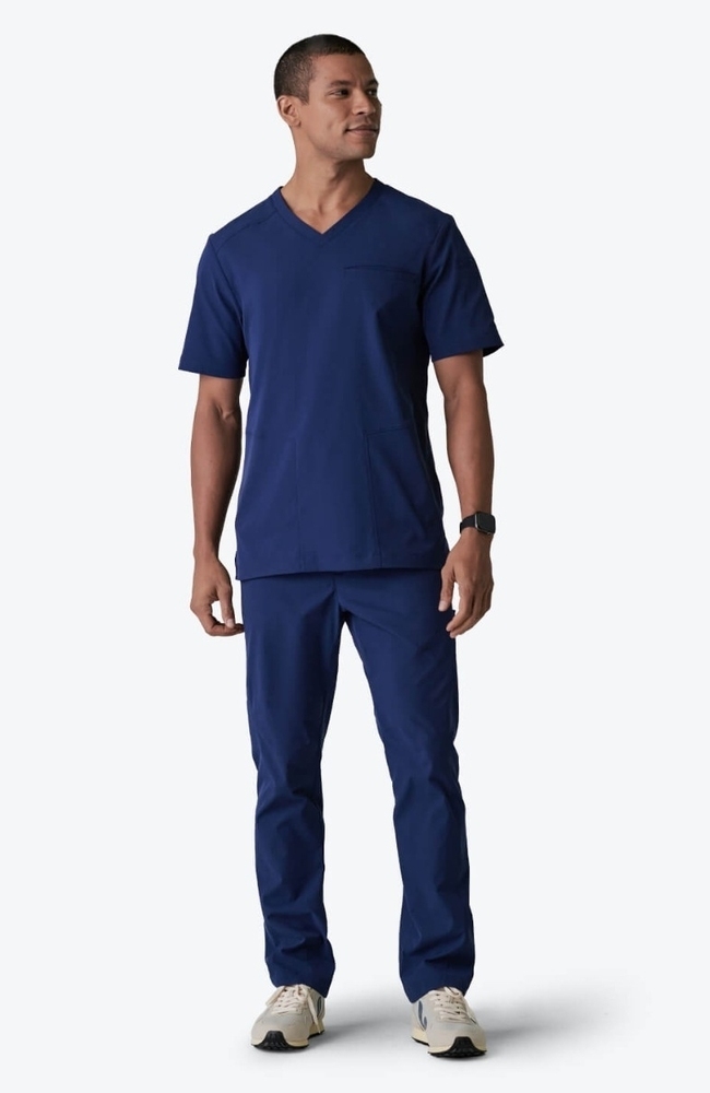 Men's Realm V-Neck Scrub Top, NAV Navy Blue, large