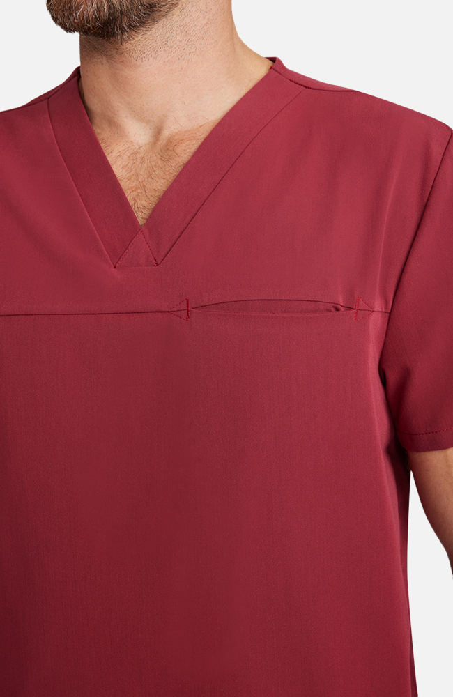 Men's Scrub Set: Cirrus Split Neck Top & Zephyr Straight Leg Pant, CHW Cherry Wood | red, large