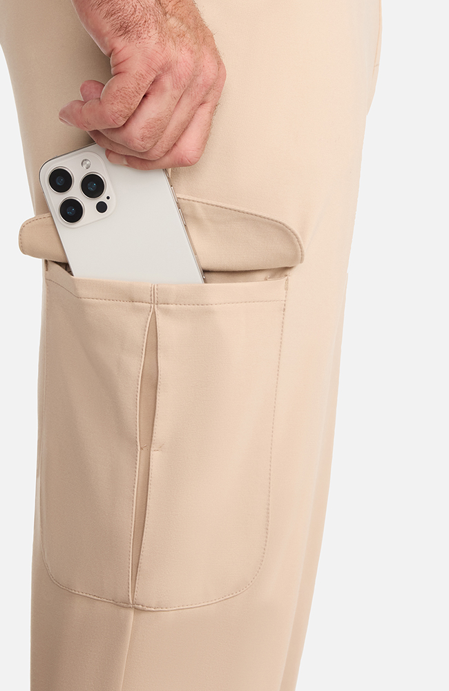 Men's Ponte Cargo Scrub Pant, TAT Toasted Tan | brown, large