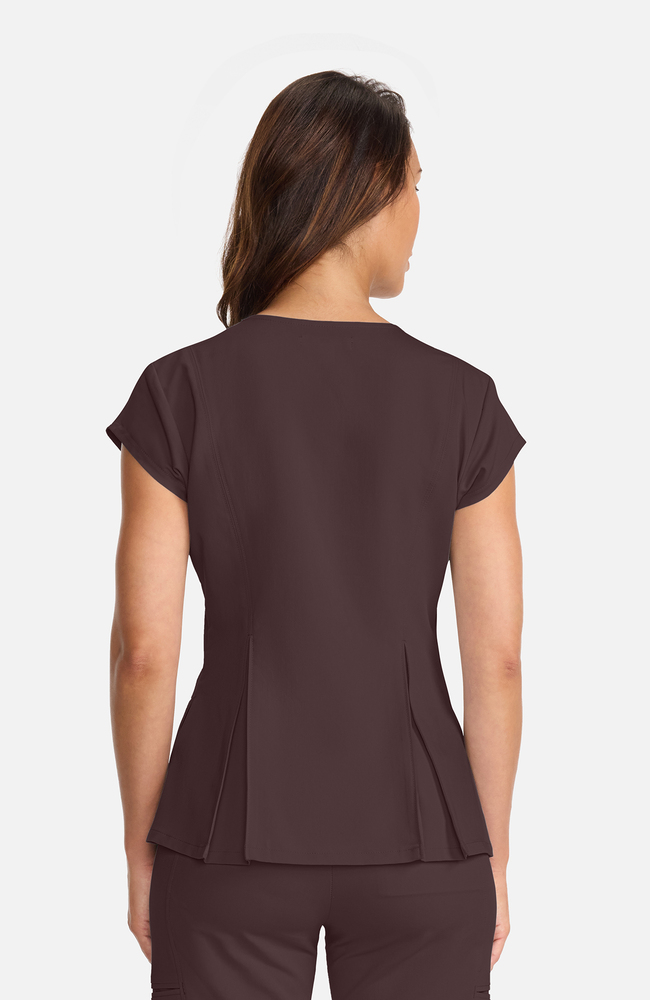 Women's Crew Neck Pleated Peplum Scrub Top, UMB Umbra, large