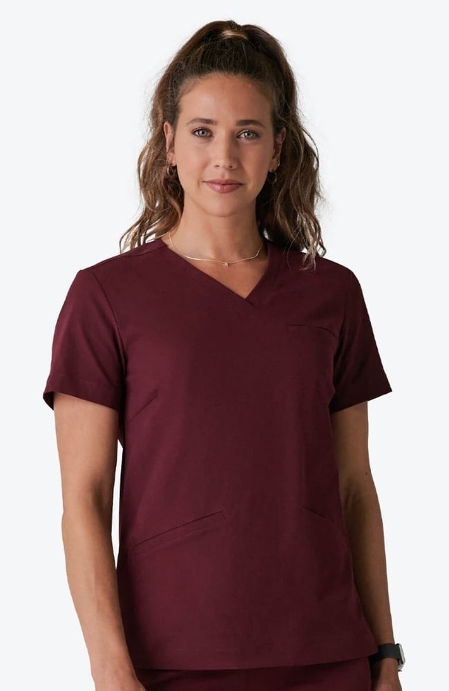Women's Calyx V-Neck Scrub Top, SNG Sangria | wine, large