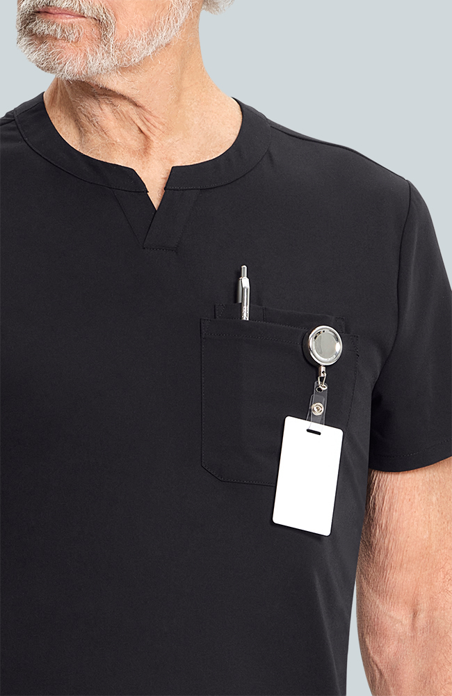 Men's Scrub Set: Cirrus Split Neck Top & Zephyr Straight Leg Pant, BLK Black | black, large
