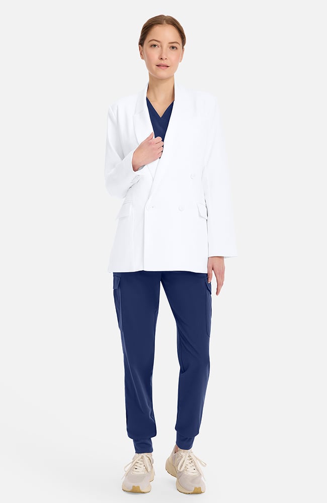 Women's Ada Double Breasted 29" Lab Coat, WHT White | white, large