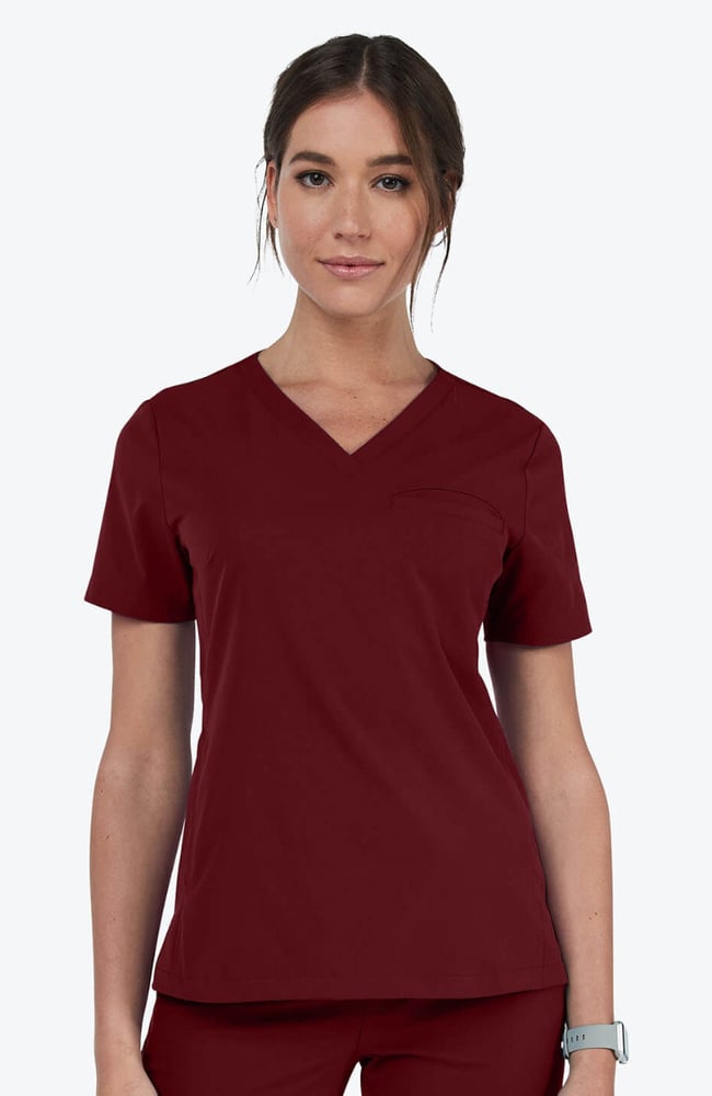 Women's Vista V-Neck Scrub Top, SNG Sangria, large