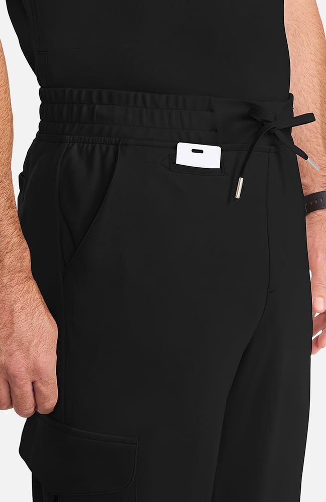 Men's Ponte Cargo Scrub Pant, BLK Black | black, large