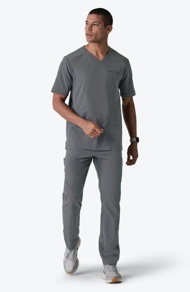 Men's Realm V-Neck Scrub Top, GRE Grey | grey, large
