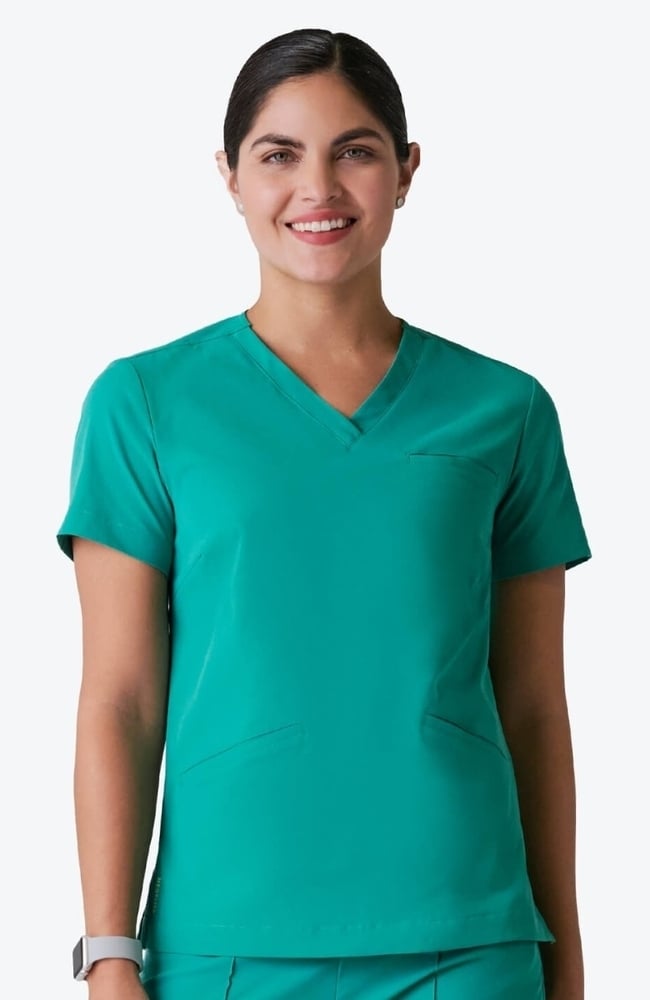 Women's Calyx V-Neck Scrub Top, SRG Surgical Green | green, large