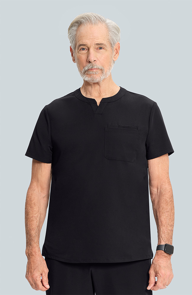 Men's Cirrus Split Crew Neck Scrub Top, BLK Black | black, large