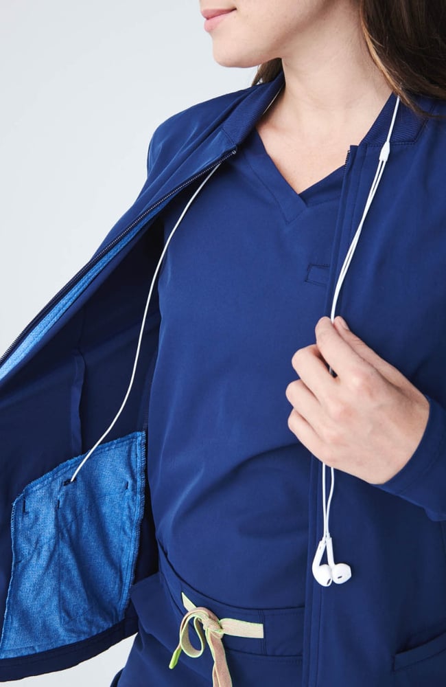 Women's Kinetic Scrub Jacket, NAV Navy Blue, large
