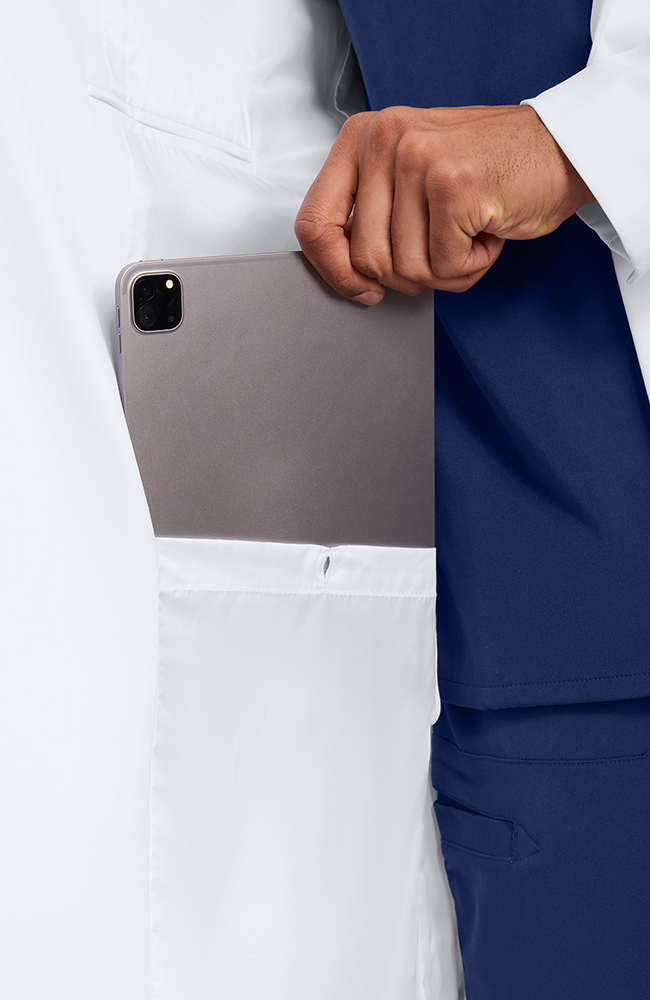 Men's Watson Double Breasted 38" Lab Coat, WHT White | white, large