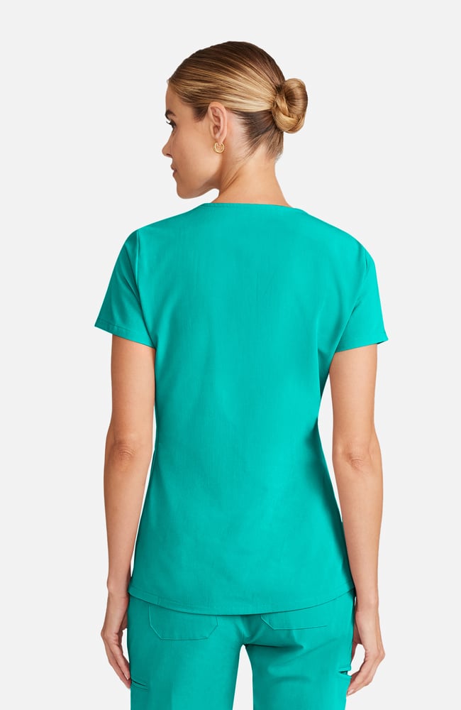 Women's Flora 3-Pocket V-Neck Scrub Top, SGR Surgical Green | green, large
