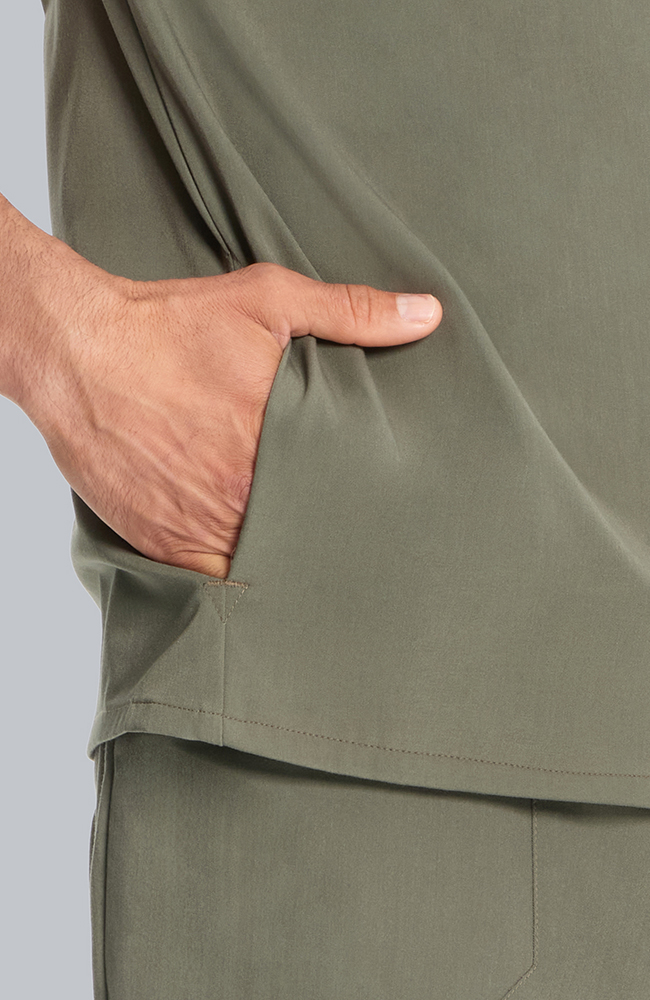 Men's Vapor 3-Pocket V-Neck Seamed Scrub Top, OLV Olive, large
