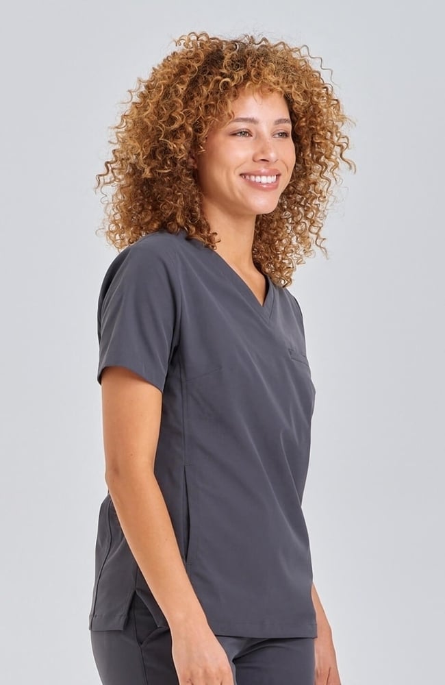Women's Vista V-Neck Scrub Top, PWT Pewter | pewter, large