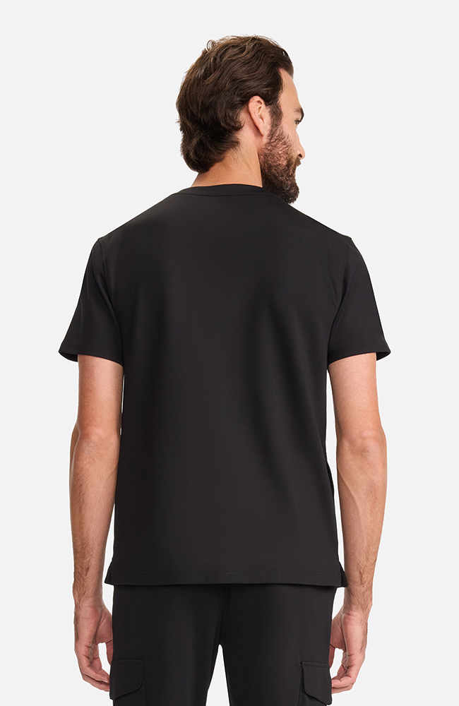 Men's Ponte Quarter Zip V-Neck Scrub Top, , large