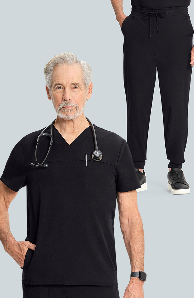 Men's Scrub Set: Vapor 3-Pocket Top &  Drift Jogger Pant, BLK Black | black, large