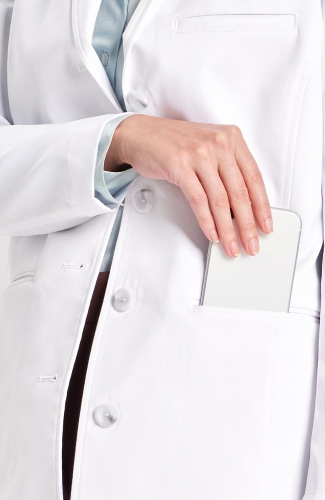 Women's Rebecca Slim Fit 33&frac14;" Lab Coat, WHT White | white, large