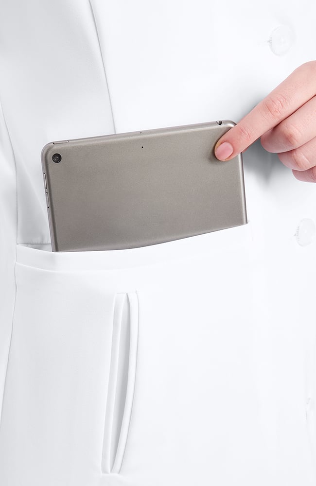 Women's Antonia Shawl Collar 36" Lab Coat, WHT White | white, large