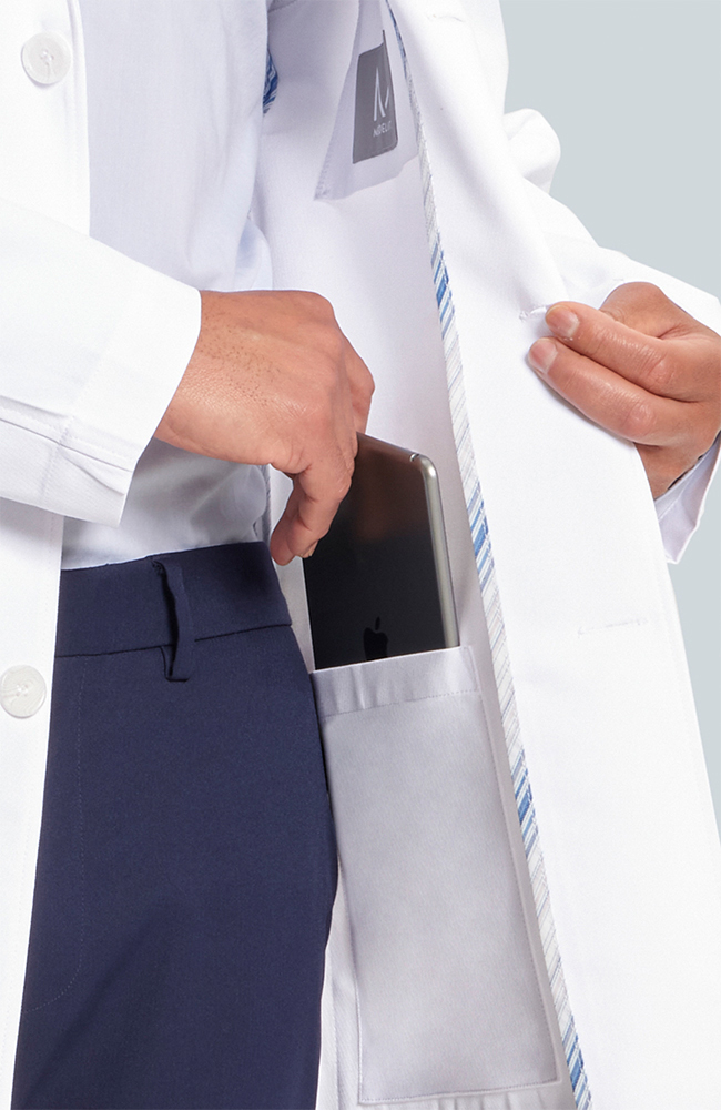 Men's M3 Laennec Classic Fit 40" Lab Coat, WHT White, large