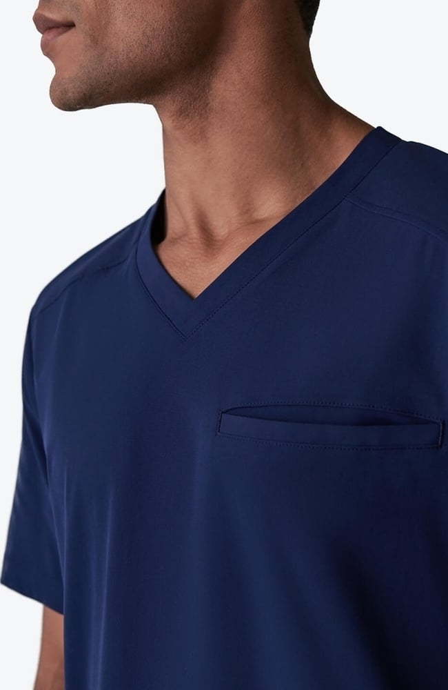 Men's Realm V-Neck Scrub Top, NAV Navy Blue, large