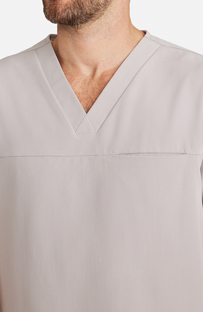 Men's Vapor 3-Pocket V-Neck Seamed Scrub Top, WMS Warm Stone | grey, large