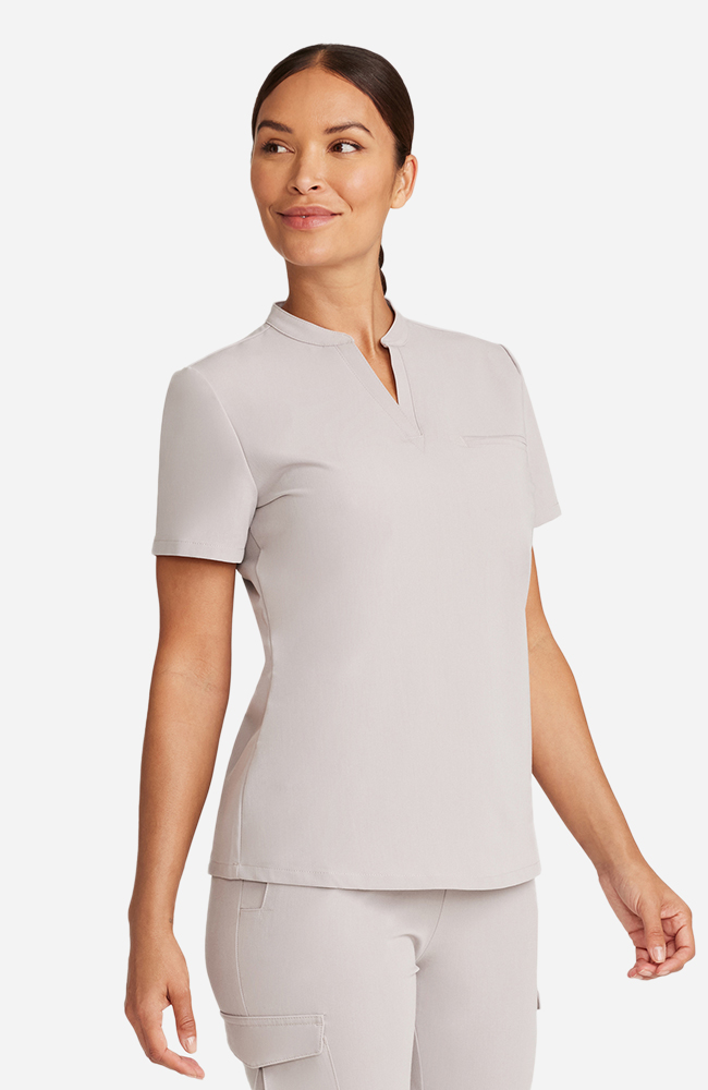 Women's Scrub Set: Taiga Welt Pocket Top & Bosque Jogger Pant, WMS Warm Stone | grey, large