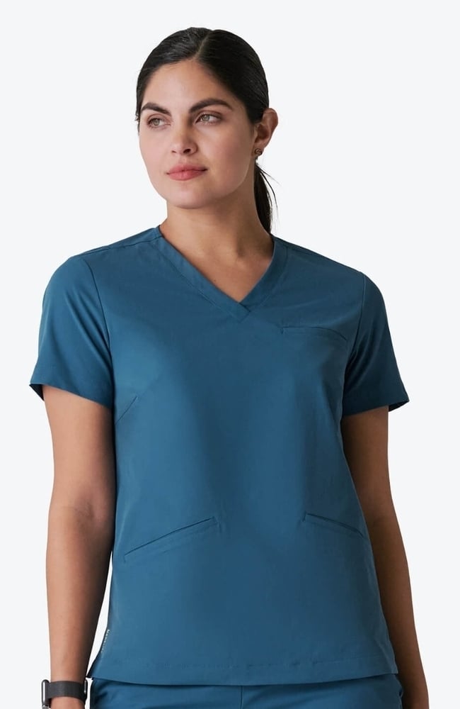 Women's Calyx V-Neck Scrub Top, OCE Ocean | blue, large