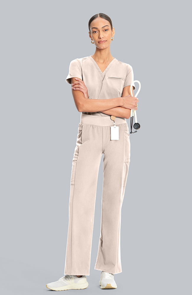 Women's Scrub Set: Flora 3-Pocket Top & Anemone Straight Leg Pant, TAT Toasted Tan | brown, large