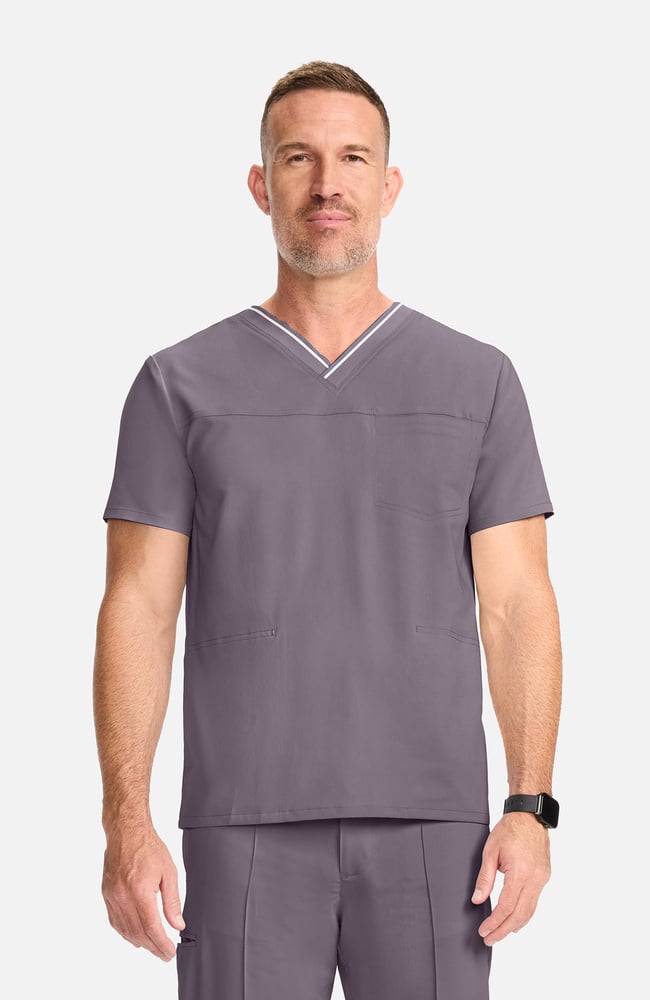 Men's V-Neck Scrub Top, MIN Mink, large
