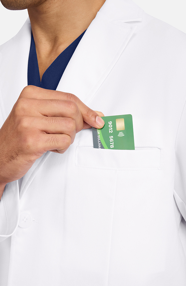 Men's Luca Patch Pocket 37&frac12;" Lab Coat, WHT White | white, large