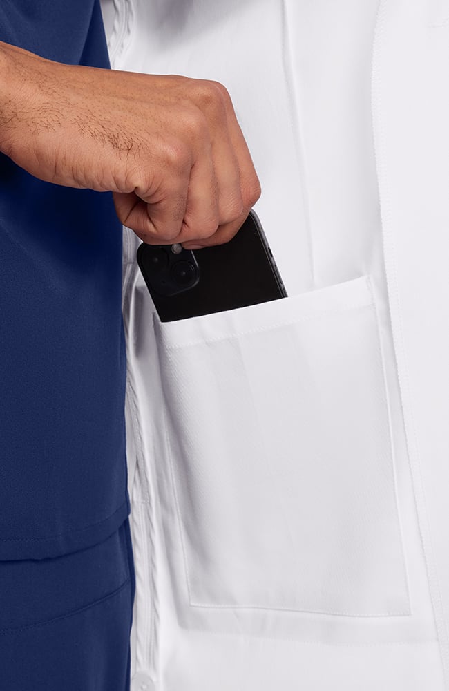 Men's Luca Patch Pocket 37&frac12;" Lab Coat, WHT White | white, large