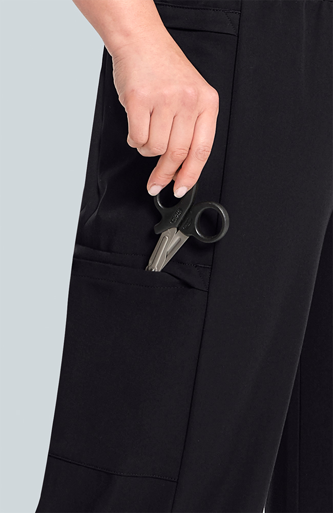 Women's Scrub Set: Flora 3-Pocket Top & Anemone Straight Leg Pant, BLK Black | black, large