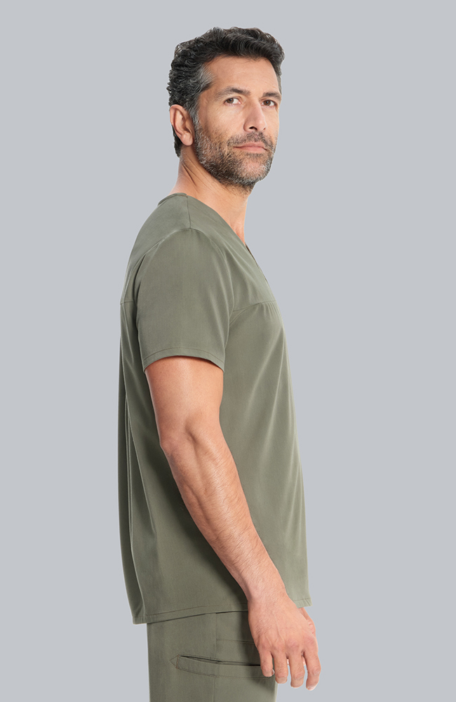Men's Vapor 3-Pocket V-Neck Seamed Scrub Top, OLV Olive, large