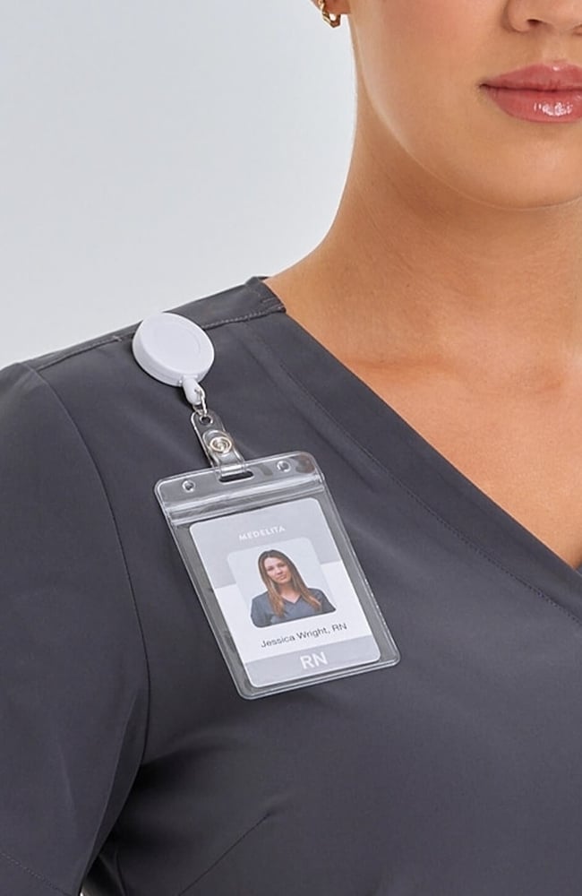 Women's Calyx V-Neck Scrub Top, PWT Pewter | pewter, large