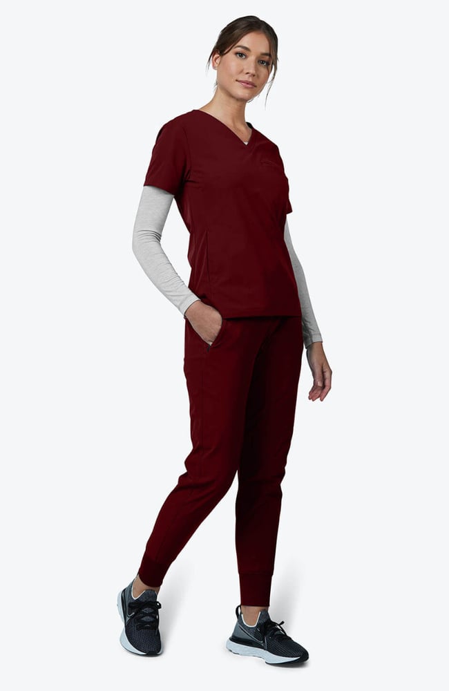 Women's Vista V-Neck Scrub Top, SNG Sangria, large