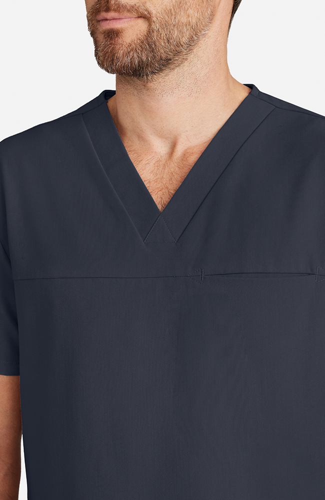 Men's Vapor 3-Pocket V-Neck Seamed Scrub Top, PWT Pewter | pewter, large
