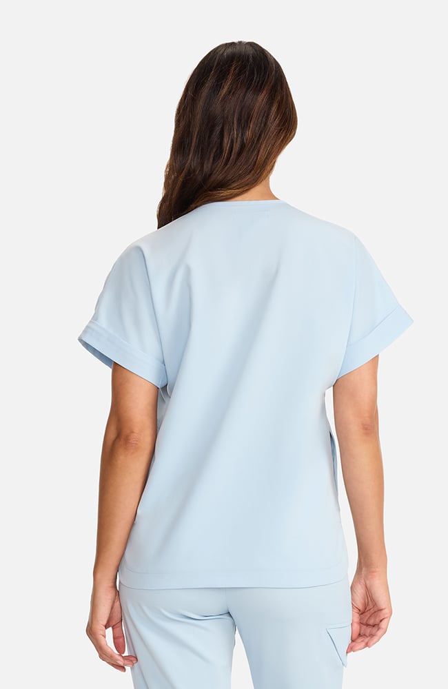 Women's Quarter-Zip Dolman Scrub Top, ICB Ice Blue | blue, large