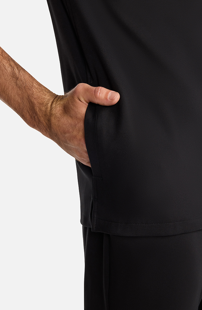 Men's Ponte Quarter Zip V-Neck Scrub Top, , large