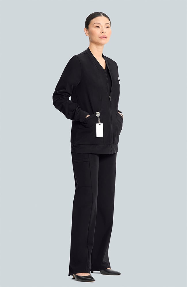 Women's Savannah 5-Pocket Scrub Jacket, BLK Black | black, large