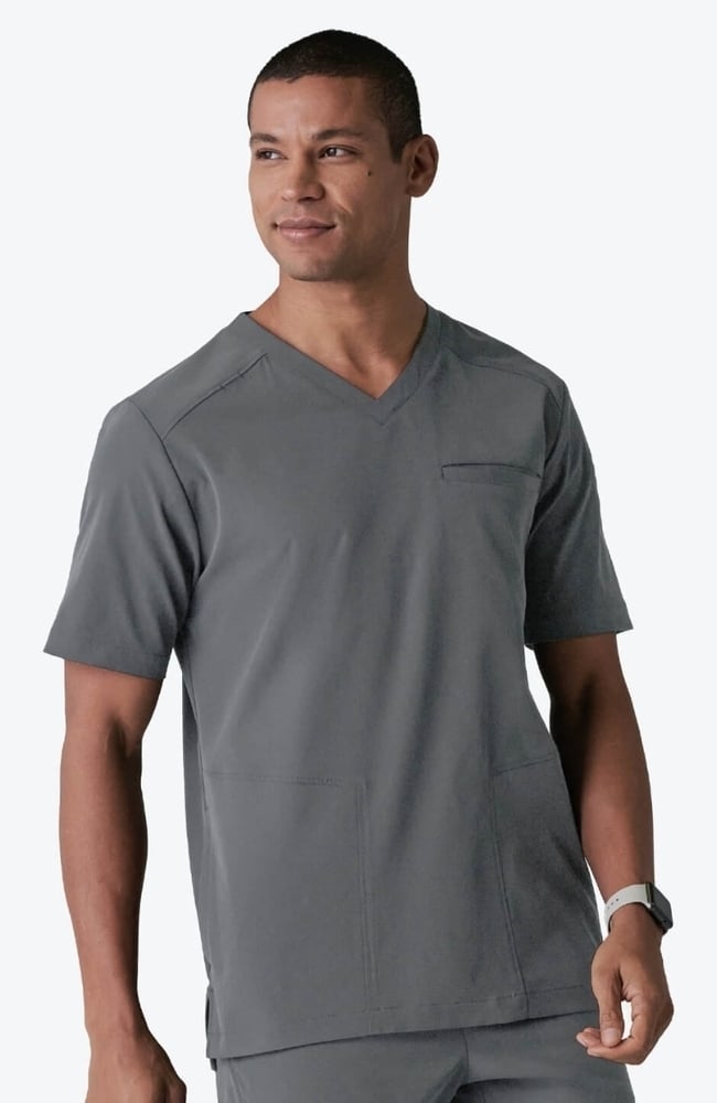 Men's Realm V-Neck Scrub Top, GRE Grey | grey, large