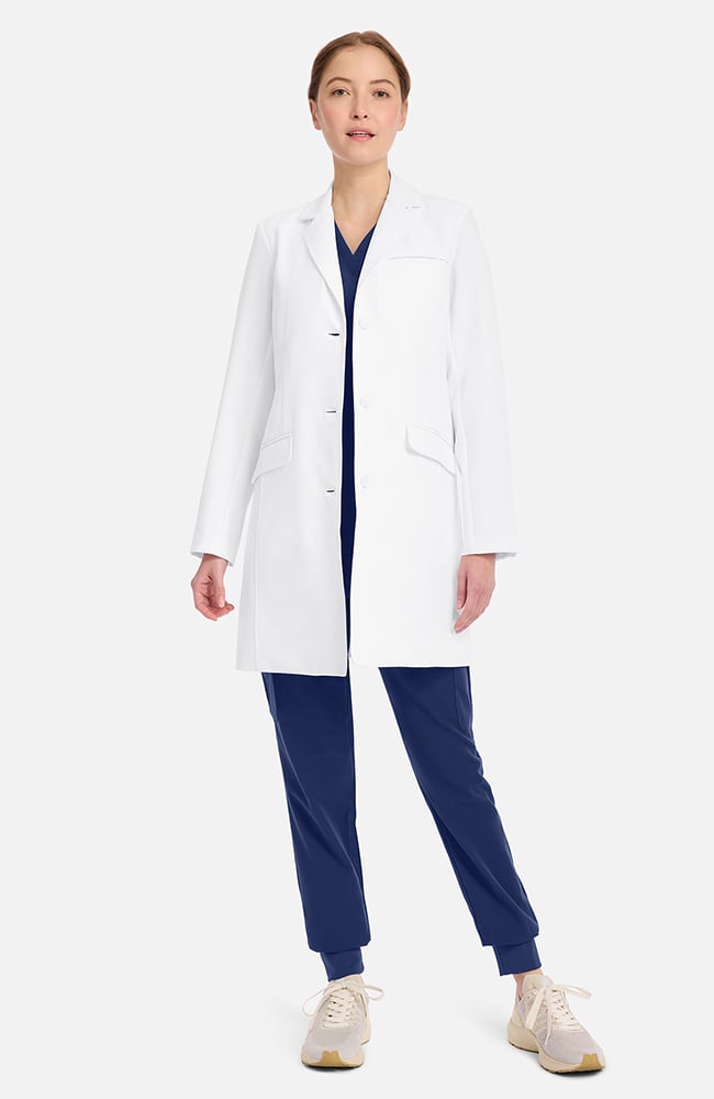 Women's Lise Flap Pocket 33&frac12;" Lab Coat, WHT White | white, large