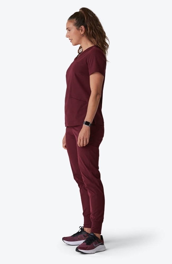 Women's Calyx V-Neck Scrub Top, SNG Sangria | wine, large