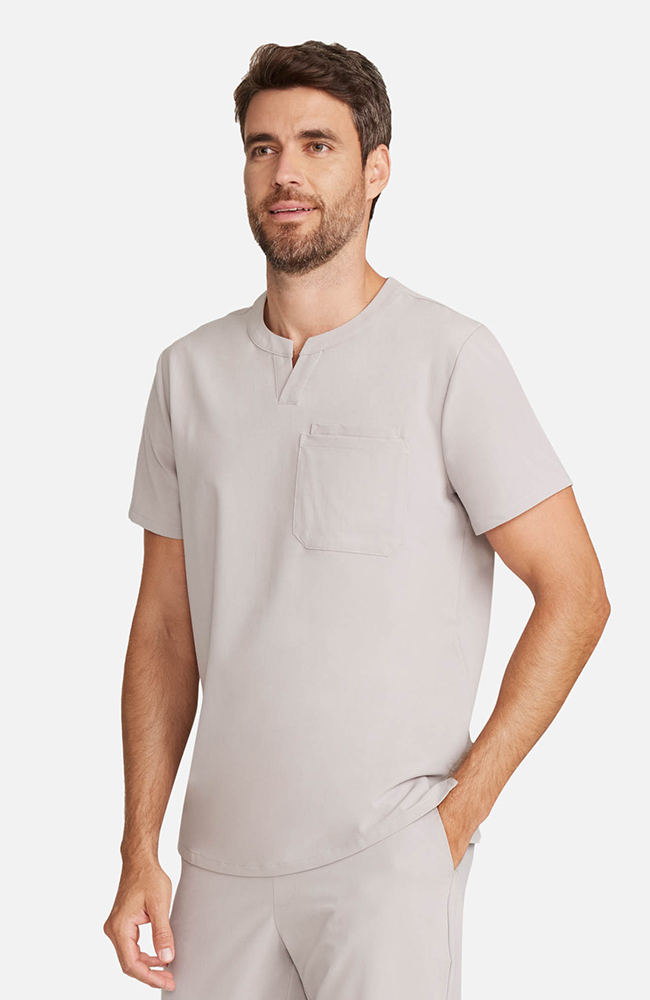 Men's Cirrus Split Crew Neck Scrub Top, WMS Warm Stone | grey, large