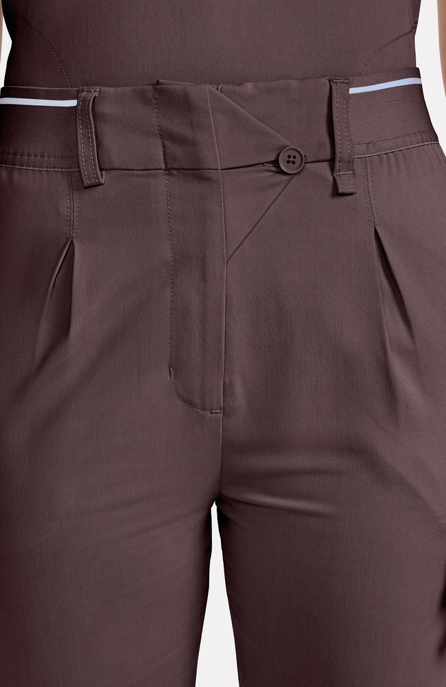 Women's Pleated Barrel Leg Scrub Pant, UMB Umbra | brown, large