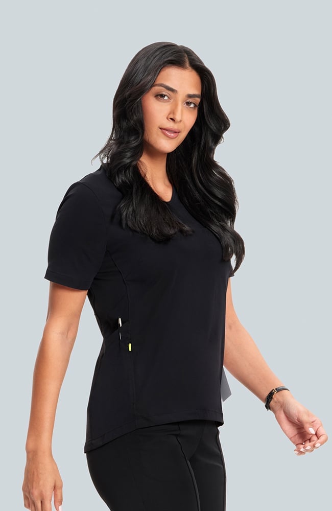 Women's Sola Round Y-Neck Scrub Top, , large