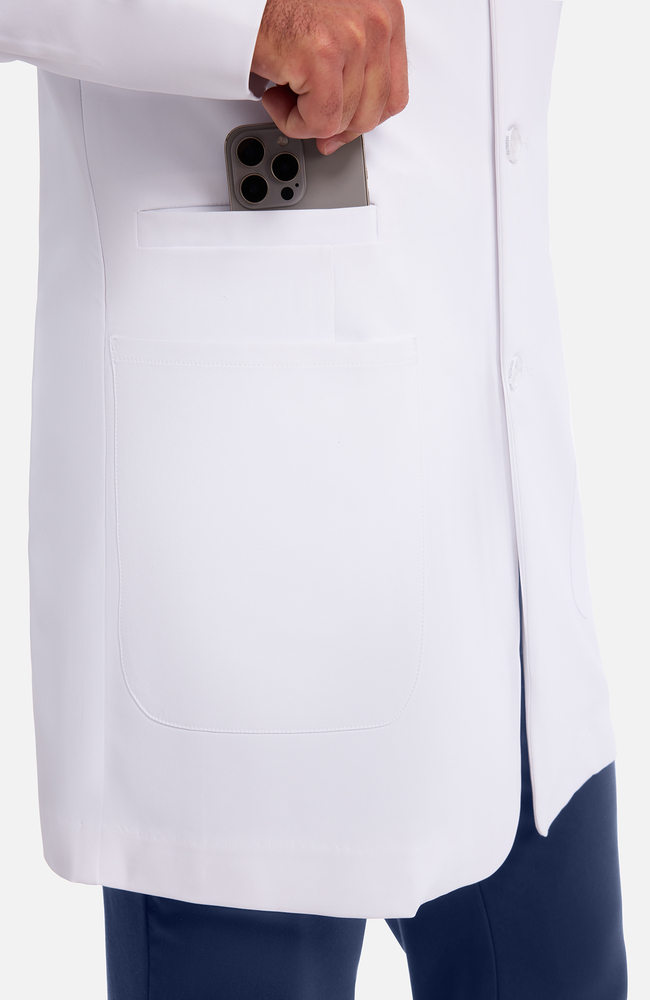 Men's Francis Patch Pocket 36" Lab Coat, WHT White | white, large