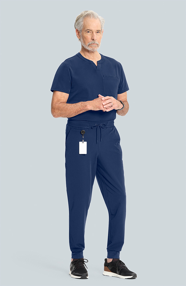 Men's Scrub Set: Cirrus Split Neck Top & Drift Jogger Pant, NAV Navy, large