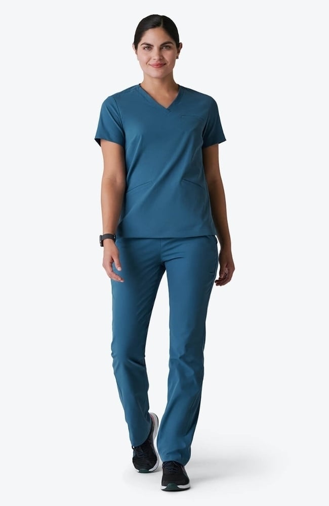 Women's Calyx V-Neck Scrub Top, OCE Ocean | blue, large