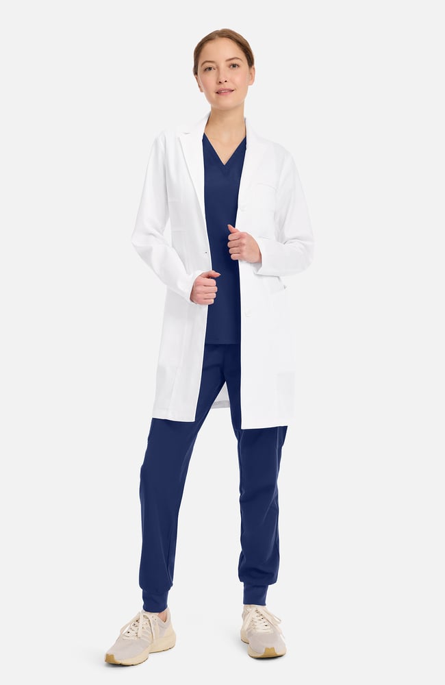 Women's Vega Athletic Fit 34½" Lab Coat, WHT White | white, large